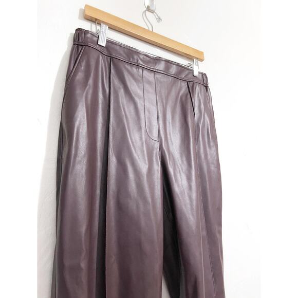 HUGO BOSS NWT Teruna Faux Vegan Leather Jogger Pants in Burgundy Size 8 - Picture 7 of 12